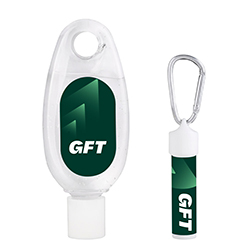 LIP BALM AND SANITIZER DUO WITH CARABINER